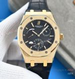 Swiss Copy Audemars Piguet Royal Oak Dual Time Watches Yellow Gold Black Dial